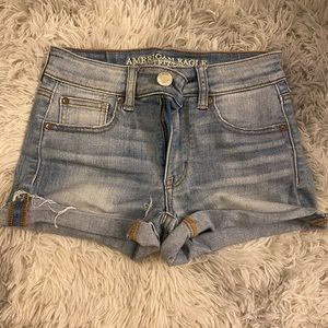 Light wash denim shorts